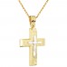 Χρυσός ανδρικός βαπτιστικός σταυρός διπλής όψης Κ14 με αλυσίδα